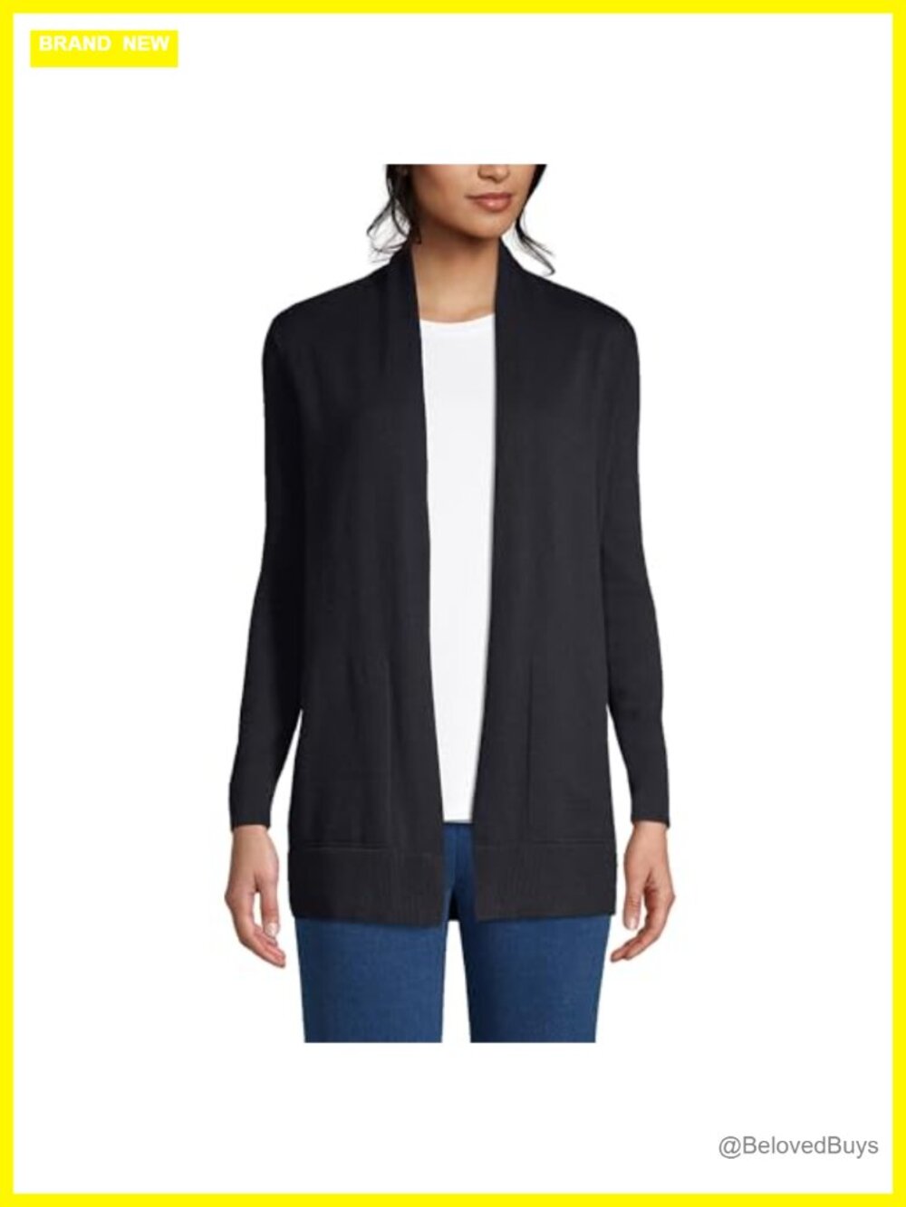 Open Front Long Cardigan Sweater 100% Cotton Rib Knit Tunic